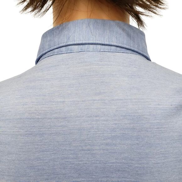 PETER MILLAR Crown Ease Briarwood Stripe Nanoluxe Polo Shirt Men L Cotton Blue - Picture 9 of 13